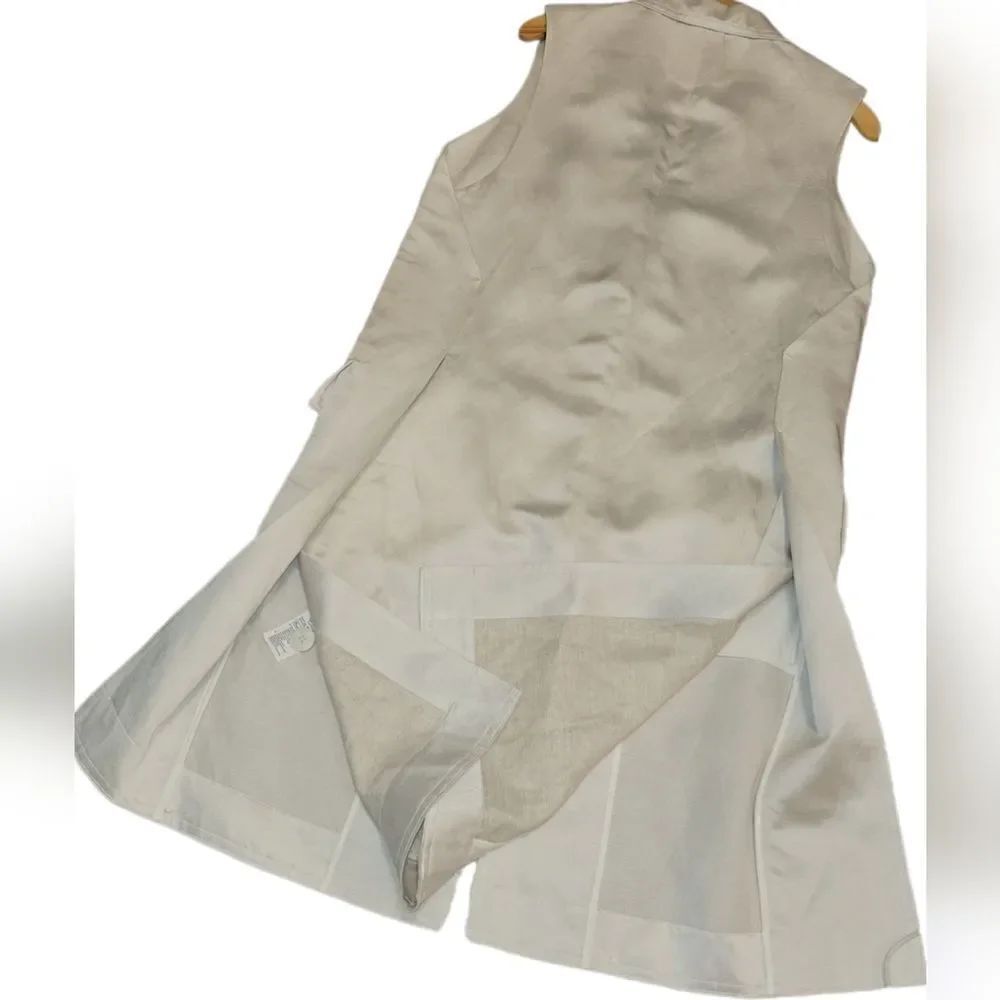 COS Sleeveless Satin Linen Blend Sleeveless Blazer Long Line Vest Trench 8 Ivory - Picture 9 of 16